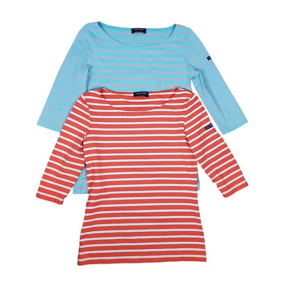 Lot Of 2 Saint James Garde Cote Striped Shirt Sz 4 3/4 Sleeve UV Nautical Preppy - Picture 2 of 16